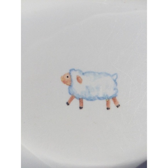 Pottery Barn Children’s Melamine Plate Kids White 8.5” Toddler Lamb Munch Baby - Picture 5 of 9